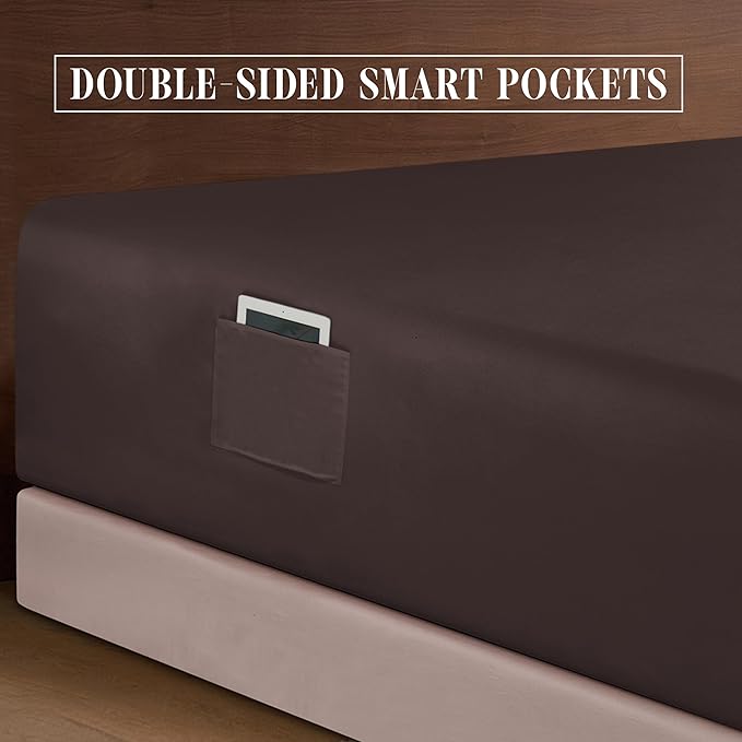 Elegant Comfort Luxurious 1500 Premium Hotel Quality Microfiber 4-Piece Sheet Set, 18-24 Inches Deep - Extra Deep Pocket Sheets - Ultra Soft 4PC Deep Pocket Sheets, California King, Chocolate Brown