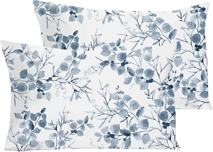 YIYEA Pillow Cases Queen Size Set of 2, Ultra Soft Double Brushed Microfiber Pillowcases Queen, Floral Bed Pillow Covers, Fade Resistant, Easy Slip-On (20"x30")