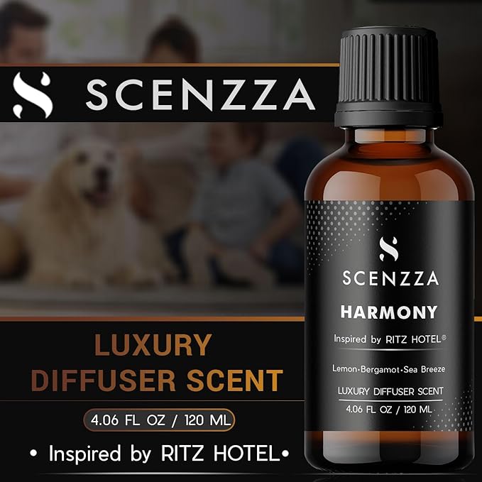 Harmony Diffuser Scent Inspired by The Ritz Carlton, Fresh Coastal Fragrance with Jasmine, Bergamot & Lemon, Luxury Scent Suitable for Ultrasonic and Waterless Diffusers - 120 Ml, 4.06 Fl Oz