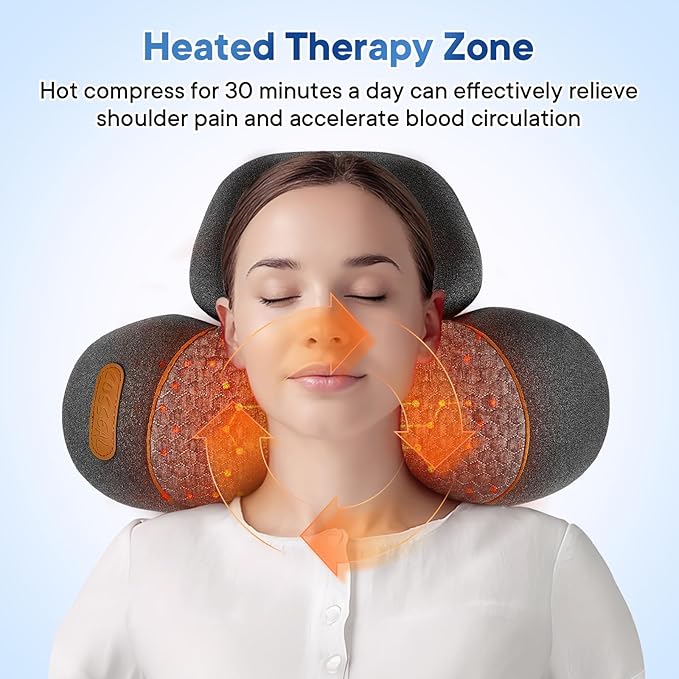 Upgraded Neck Massager Pillow, 3-in-1 Neck Massager, Traction Massage with Heat, Neck Pillow for Shoulder Pain, Deep Tissue Pain Relief, Rechargeable TheraPillow, Gifts for Mother