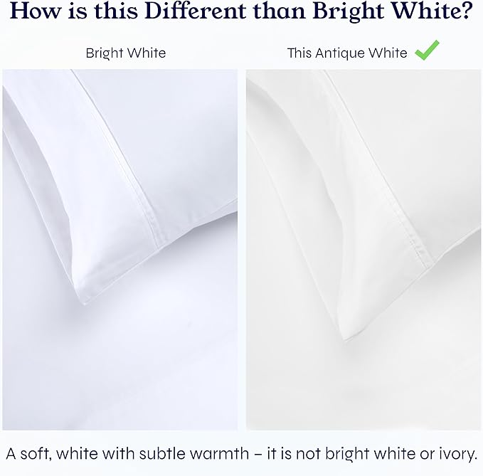 California Design Den 2-Pack Queen Sheet Sets - 400 Thread Count 100% Cotton Sateen - Soft and Breathable Sheets, 2 Sets of Deep Pocket Bed Sheets - Antique White