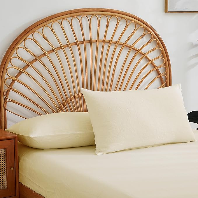 Linen Pillow Case Set of 2,100% Linen Pillowcase Natural Breathable Soft Envelope Pillow Cover Luxury Hotel Quality Bedding for Home Bedroom