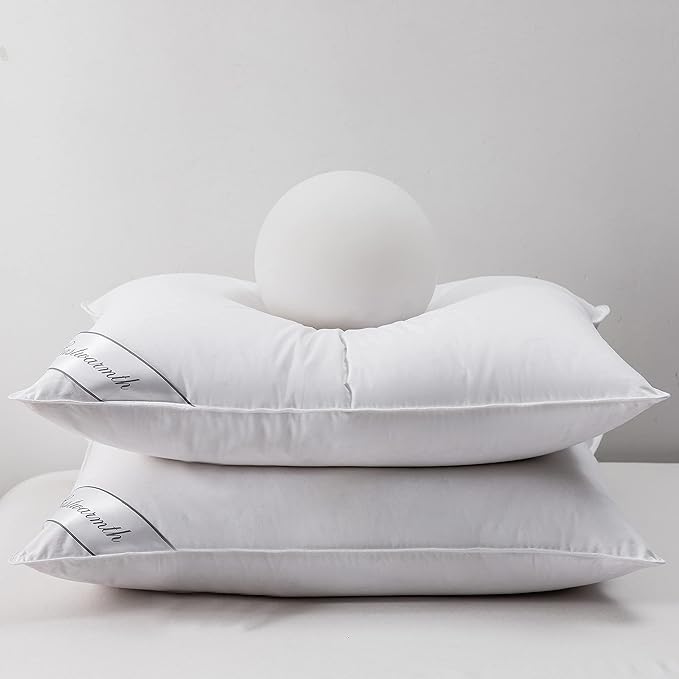 Goose Down Feather Pillows Bedding Hotel Pair Pillows 100% Cotton Cover Set of Two Queen Size 20x30inch White Color