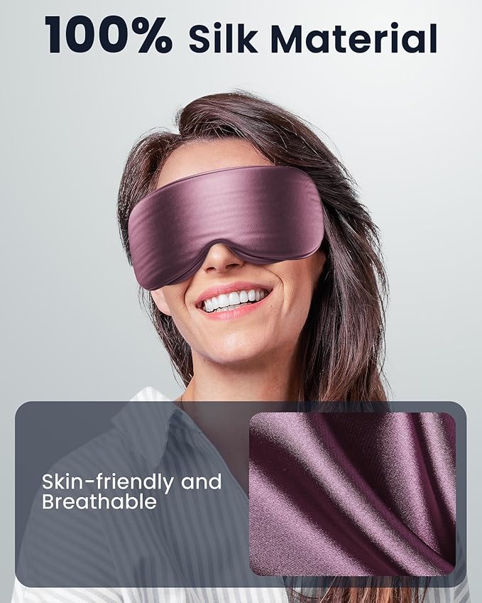 Eye Mask - Sleep Mask for Women & Men, Eye Relief, Improved Sleep, Washable and Travel (Purple & Black)
