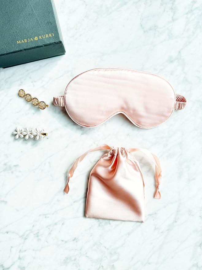 Silk Eye Mask for Sleeping - Satin Eye Cover with Silk Storage Bag Pink