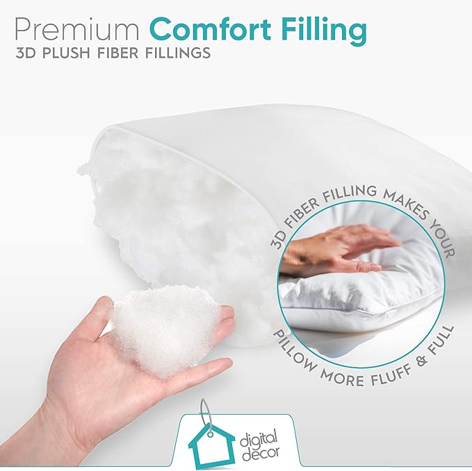 Digital Decor Decorative Throw Pillow Inserts 22x22 Set of 2, Premium Down Alternative Hypoallergenic Pillow Forms for Couch, Sofa & Bed, Made in USA Square Cushion Inserts, White
