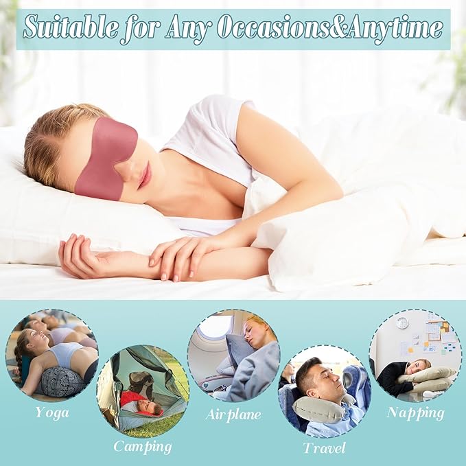 Bencailor 8 Pcs Sleep Mask for Side Sleeper 3D Eye Masks for Sleeping Blackout Eye Cover Shade Night Blindfold with Adjustable Strap for Women Men Sleeping Game Gifts(Medium,Warm Color)