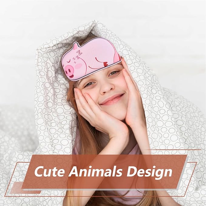 Cute Piggy Sleeping Mask Eye Mask Funny Animal 3D Contoured Sleep Mask Soft Breathable Blindfold Travel Eye Cover Eyeshade for Kids Adults Girls Boys Women Men (Piggy, Pink)