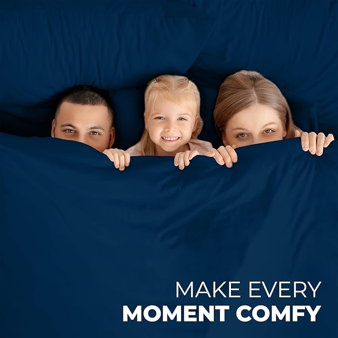 ROYALE LINENS 3 Piece Twin Sheets Set - Soft Brushed 1800 Microfiber Bedding - 1 Fitted and 1 Flat Sheet, 1 Pillow case - Wrinkle Free & Fade Resistant - Hotel Luxury Bed Sheets Set (Navy, Twin)