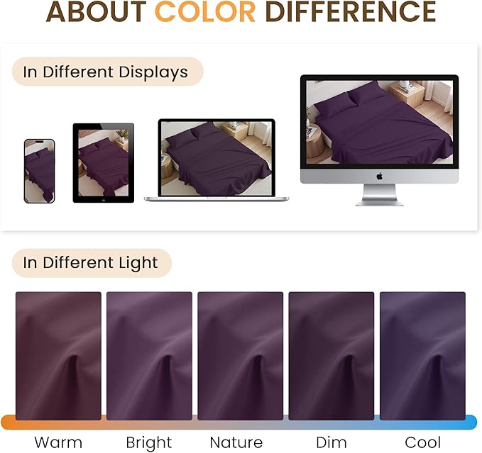 Full 4 Piece Bed Sheet Set - Ultra Imitation Cotton-Premium Breathable & Cooling Sheets - Hotel Luxury Bed Sheets Deep Pocket up to 15"- Wrinkle, Fade, Stain Resistant (Purple, Full)