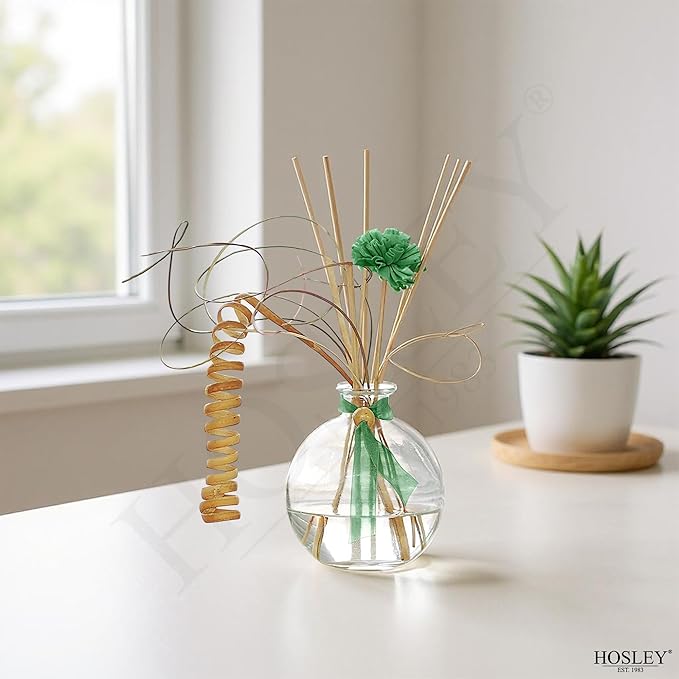 Hosley Set of 4 Glass Diffuser Bottles with Reeds, No Oil Included, Ideal Home Decor and Birthday Gifts for Women, Perfect Room Decor for Weddings, Spa, Meditation, Bathroom