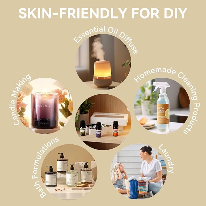Essential Oils Sets - 6 Premium Fragrance Oils for Diffusers, Candles & Aromatherapy, Calm Mind, Sweet Dreams, Happy, Relax, Air Freshening, for Humidifiers, Massage, 6x10ML