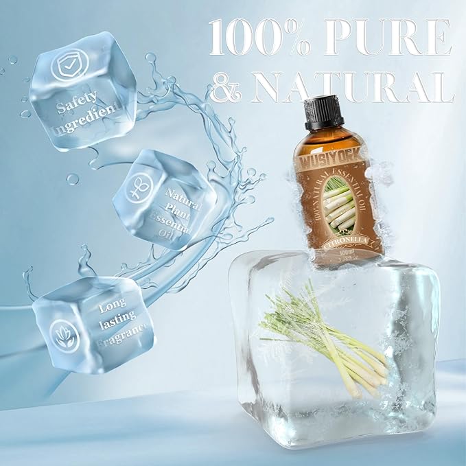 Citronella Essential Oil 100ML - 100% Pure and Natural Therapeutic Grade Oils for Aromatherapy Diffuser - 3.4 Fl Oz/Citronella