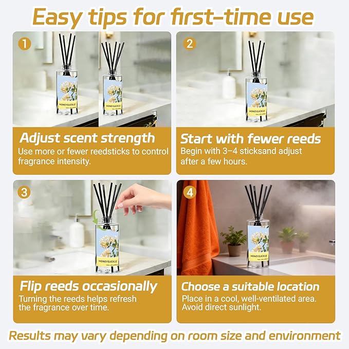 SCENTORINI Reed Diffuser Oil Refill, Honeysuckle Essential Oil 6.76 Fl Oz, Natural Long Lasting Aromatherapy Fragrance Oil for Home Bedroom Bathroom Office Spa Air Freshener Home Decor
