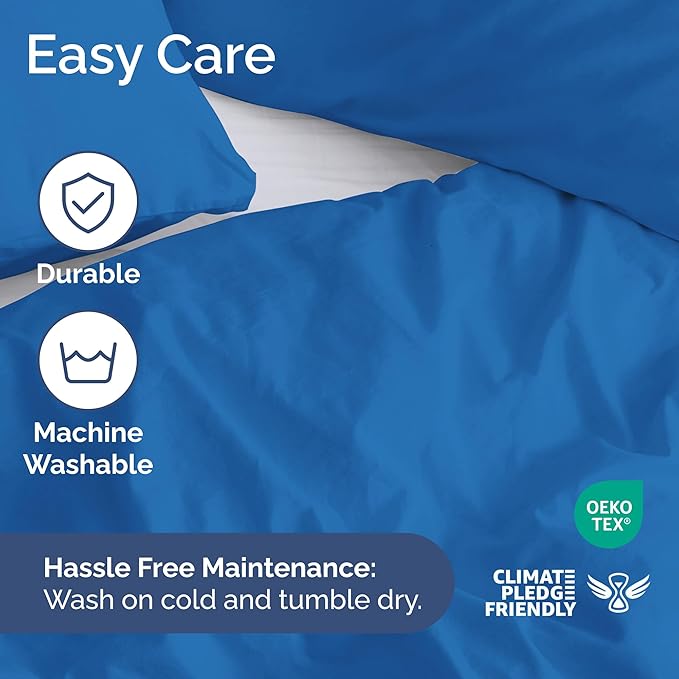 Duvet Cover Queen Size Set - Extra Soft Queen Duvet Cover 90" x 90" with 2 Pillow Shams - Hotel Luxury, Easy Care & Fade Free w/ Zipper Closures & Ties - All Season, Comfy & Breathable (Royal Blue)