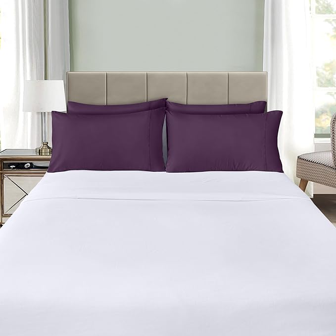 Utopia Bedding Queen Pillow Cases - 4 Pack - Envelope Closure - Soft Brushed Microfiber Fabric - Shrinkage and Fade Resistant Pillow Covers Queen Size 20 X 30 Inches (Queen, Purple)