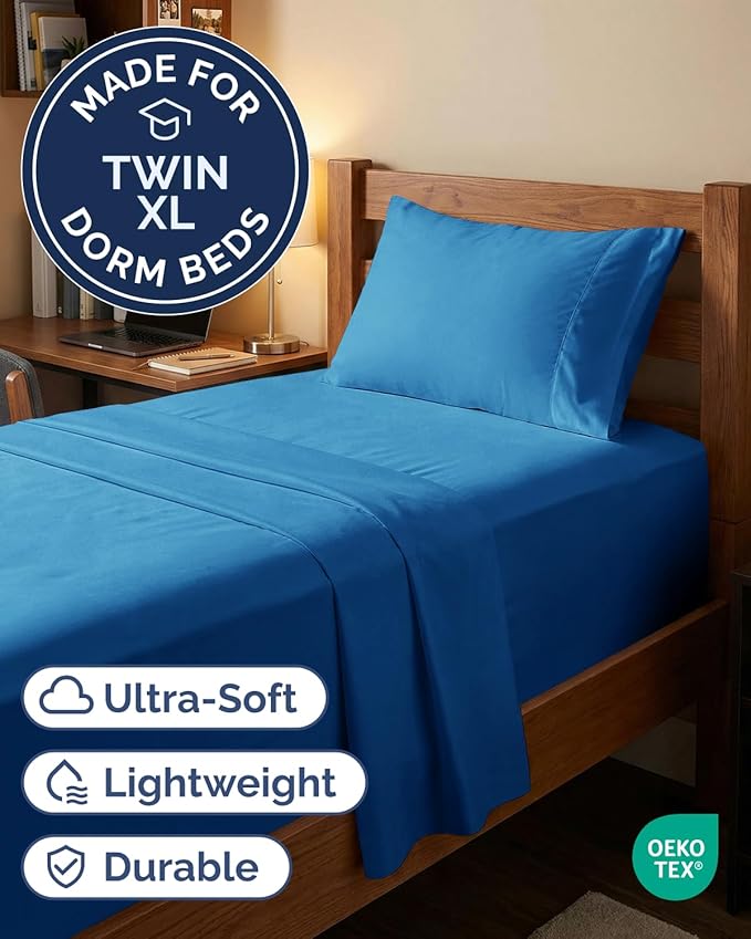 Extra Deep Twin XL Sheet Set - 3 Piece Breathable & Cooling Bed Sheets - Easily Fits 18 to 24 inch Mattress - Ultra Soft, Wrinkle & Fade Free w/ Extra Deep Pockets - Hotel Luxury Bedding - Royal Blue