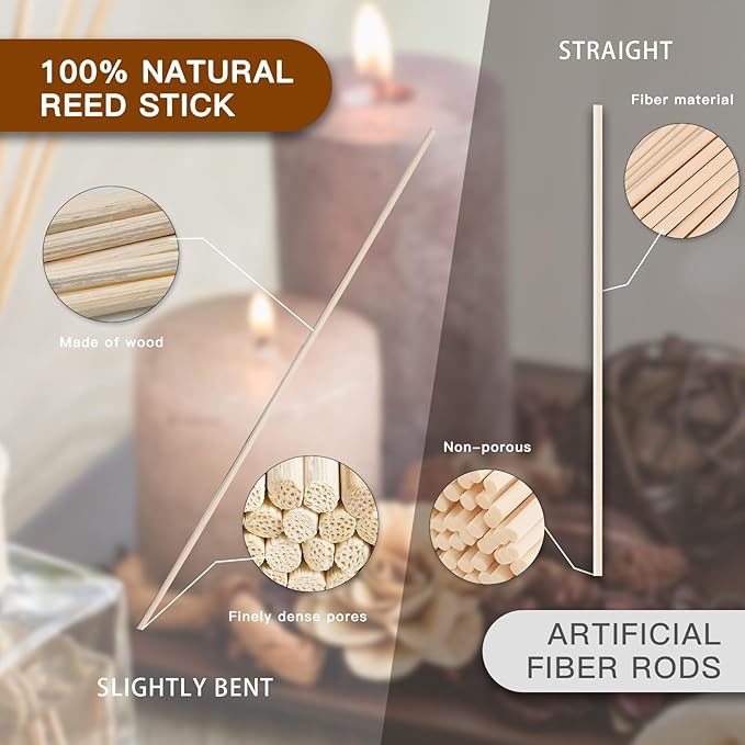 MYSTICHOME 24PCS Natural Reed Diffuser Sticks - Strong Scent for Large Rooms, Bathroom & Bedroom. Ideal Housewarming Gift, Coffee Table Decor, White+Black+True Set