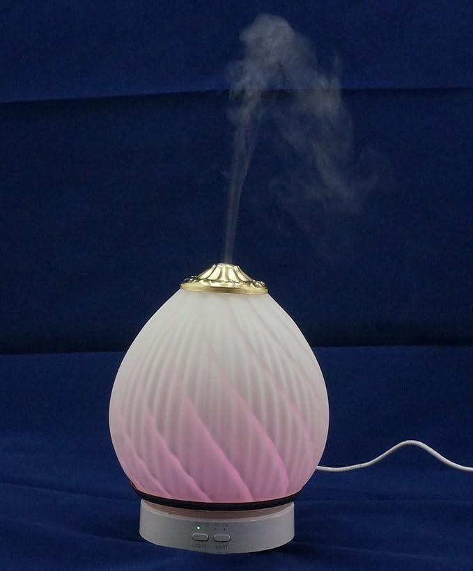 Aroma Diffuser Ultrasonic Essential Oil Aromatherapy Diffusers Stress Relaxing Ceramic Humidifier Adjustable Mist Mode Waterless Auto Shut-Off for Office Home Baby Study Yoga Spa White (Gold)