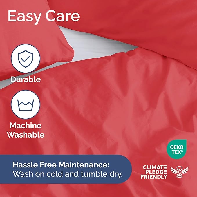 Duvet Cover King Size Set - Extra Soft King Duvet Cover 104" x 90" with 2 Pillow Shams - Hotel Luxury, Easy Care and Fade Free w/ Zipper Closures & Ties - All Season, Comfy, Cozy & Breathable (Red)