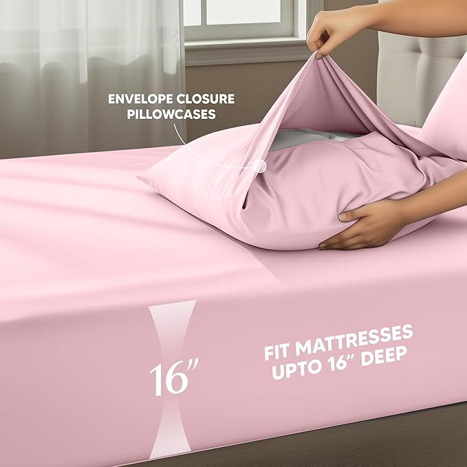 Utopia Bedding Full Size Sheet Set – 4 Piece Bed Sheets, Soft and Breathable Microfiber, Includes 1 Fitted Sheet, 1 Flat Sheet and 2 Pillowcases – Oeko Tex (Crystal Pink)