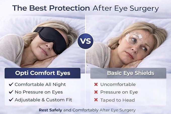 Sleep Mask for Cataract & LASIK Recovery – Adjustable Precision Shield System – 3D Contoured Eye Protection for Comfortable Sleep.