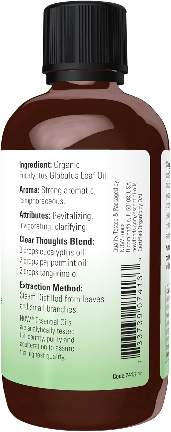 NOW Essential Oils, Organic Eucalyptus Globulus Oil, Clarifying Aromatherapy Scent, Steam Distilled, 100% Pure, Vegan, Child Resistant Cap, 4-Ounce