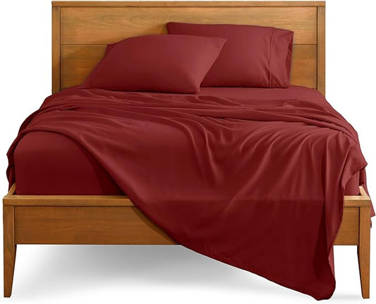 Bare Home California King Sheet Set - 1800 Ultra-Soft Microfiber Cal King Bed Sheets - Double Brushed - Deep Pockets - Easy Fit - 4 Piece Set - Bed Sheets (California King, Rosewood)
