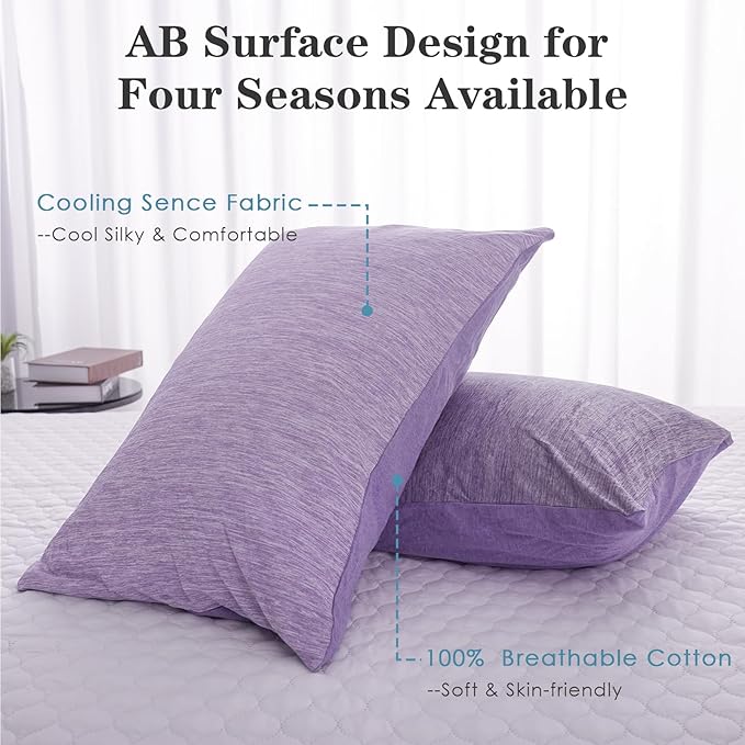 CHOSHOME Cooling Pillow Cases Zipper Pillow Covers Q-Max > 0.45 Zippered Pillowcases for Hot Sleepers, Soft, Breathable, Skin-Friendly, 4 Pack (King, 20"x36", Purple)