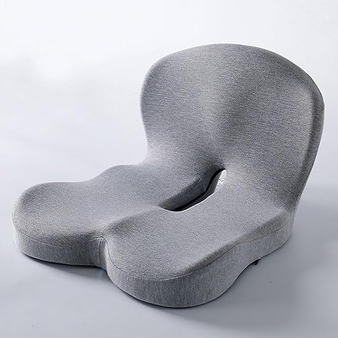 L-curve Pressure Relief Tailbone Pillow,Breathable Hip And Waist Protection Integrated Sacral Pillow, With Memory Foam Inner Core, Is Suitable For Office Chairs,Wheelchairs,And Car Seats(Gray)