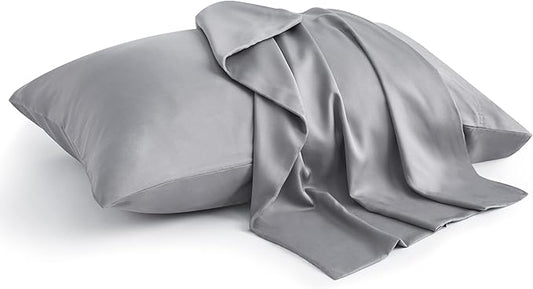 BEDELITE King Size Pillow Cases Set of 2, Rayon Derived from Bamboo, Cooling Pillow Cases for Hot Sleepers & Night Sweats, Breathable and Silky Soft Envelope Pillowcases(Silver Grey, 20"x36")