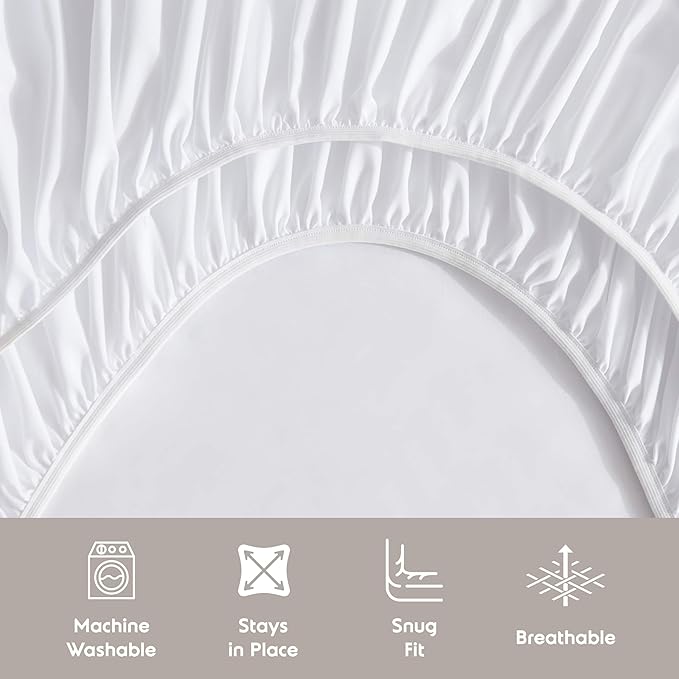 Nestl Extra Deep Queen Sheet Set - 6 Piece Breathable & Cooling Sheets - Hotel Luxury Bedding Set w/18-24 Inch Deep Pockets - Easy & Secure Fit - Super Soft, Wrinkle Free & Comfy - White