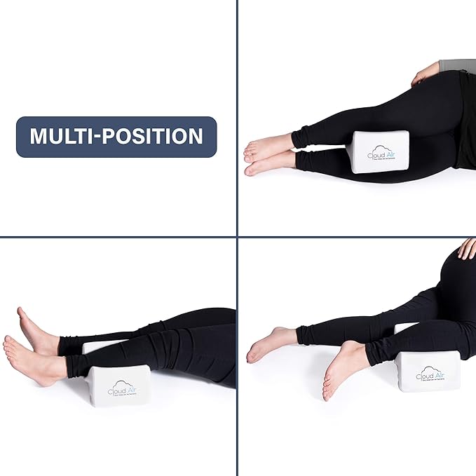 Vaunn Medical Cloud Air Side Sleeper Memory Foam Knee Pillow and Leg Positioner Cushion to Soothe Back, Leg and Hip Discomfort