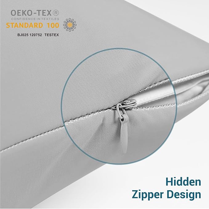 Elegear Cooling Pillow Cases for Hot Sleepers, Japanese Q-Max>0.55 Arc-Chill Cooling Pillowcases, Double Sided Elastic Cooling Pillow Covers with Hidden Zipper, Set of 2 - Gray Standard & Queen Size