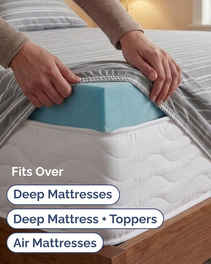 Extra Deep Twin XL Sheet Set - 3 Piece Breathable & Cooling Bed Sheets - Easily Fits 18 to 24 inch Mattress - Soft, Wrinkle & Fade Free w/ Extra Deep Pockets - Hotel Luxury Bedding - Grey Stripes 3