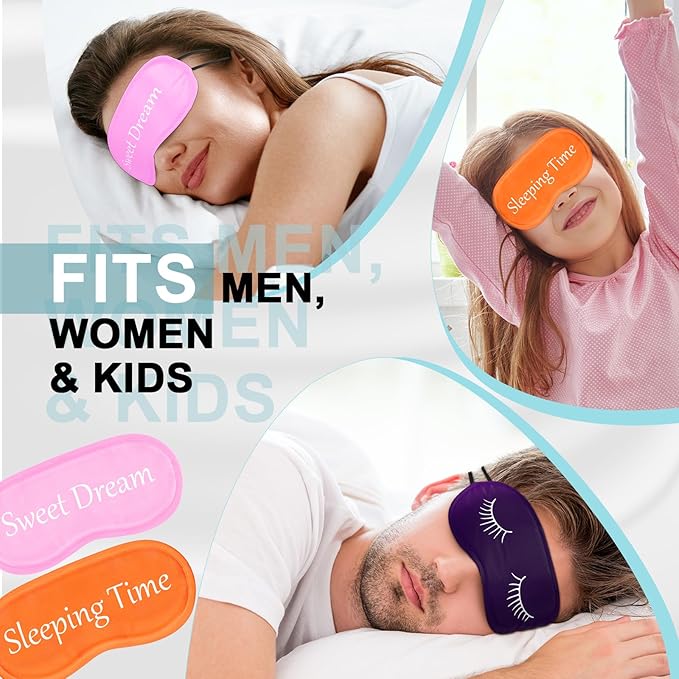 Eurzom 20 Pieces Funny Sleeping Eye Mask Bulk with Adjustable Strap Sleep Blackout Eye Mask for Night Blindfold Cover for Spa Women Men Adult Pajama Party Favors(Bright Colors)