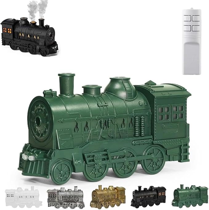 300ml Vintage Steam Train Aromatherapy Essential Oil Diffuser with Dual-Color LED Light, Train Oil Diffuser, 2 Mist Modes, Auto Shut-Off, Ultra-Quiet Humidifier for Home, Office (Green,Two Colors)
