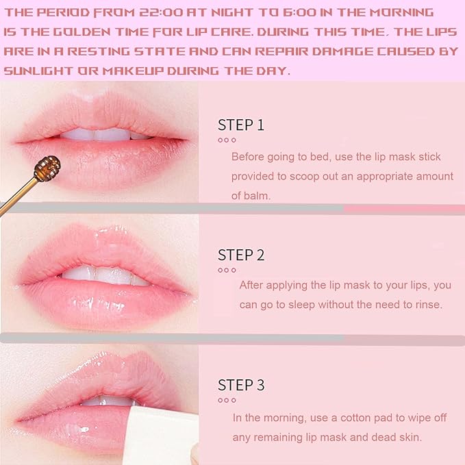4 PCS Bee Lip Balm Honey Pot, Honey Strawberry Watermelon Apple Sleeping Lip Mask Overnight with Sticks, Exfoliating Prevention Dry and Crack Lip Scrubs