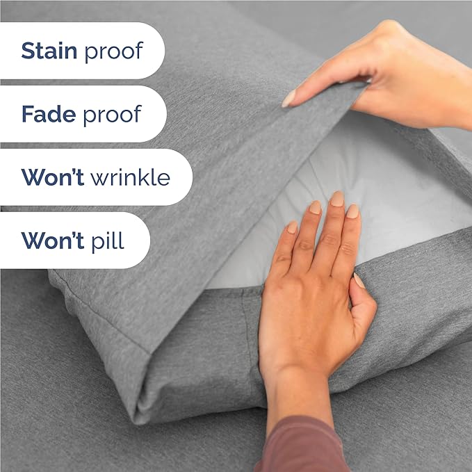 Full Size 4 Piece Sheet Set - Comfy Breathable & Cooling Sheets - Hotel Luxury Bed Sheets for Women & Men - Deep Pockets, Easy-Fit, Soft & Wrinkle Free Sheets - Heathered Grey Oeko-Tex Bed Sheet Set