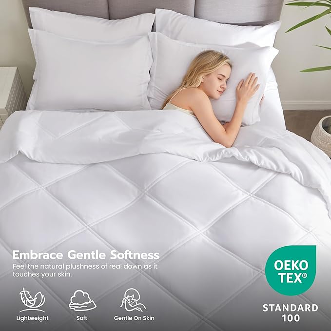 JOIEDOMI King Size Comforter Set with Sheets White, 7 Pieces King Bedding Set with 1 Down Alternative Comforter, 1 Flat Sheet, 1 Fitted Sheet, 2 Pillowcases and 2 Pillow Shams Bed in a Bag All Seasons