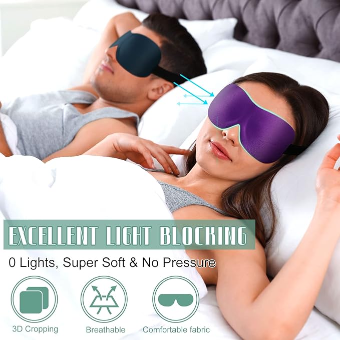 Bencailor 8 Pcs Sleep Mask for Side Sleeper 3D Eye Masks for Sleeping Blackout Eye Cover Shade Night Blindfold with Adjustable Strap for Women Men Sleeping Game Gifts(Large,Fresh Colors)