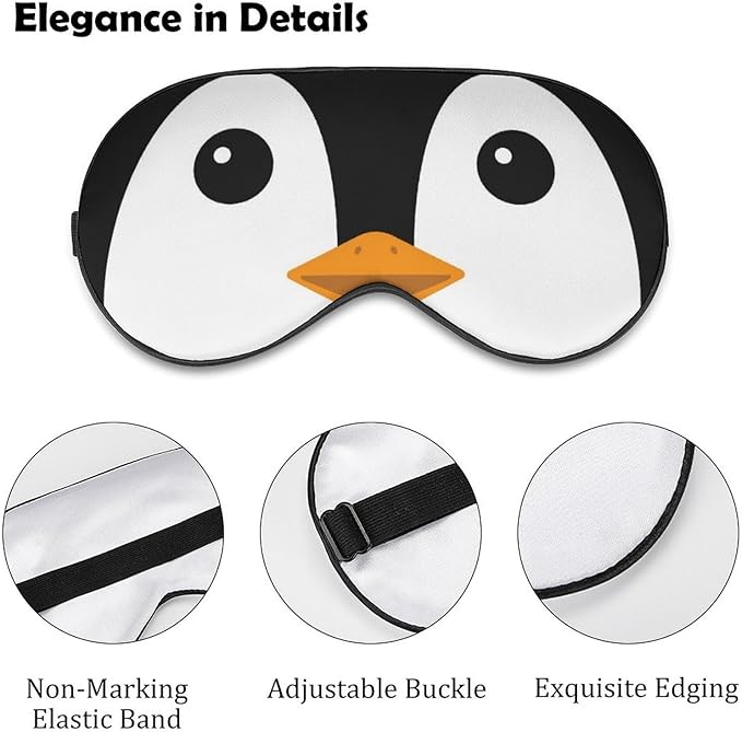 Cute Penguin Face Sleeping Mask Animal Head Sleep Eye Mask Blindfold with Adjustable Strap Soft Eye Mask Sleep for Blocking Out Lights