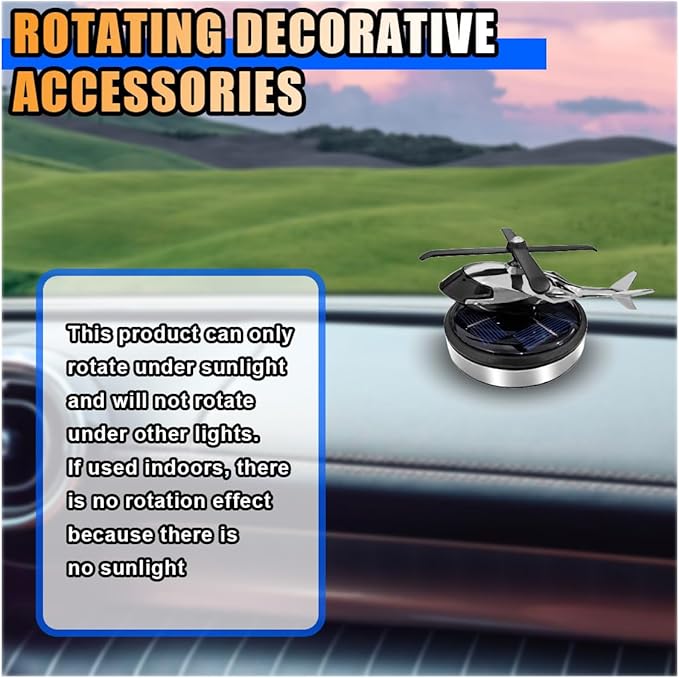 KITUREK Helicopter Car Air Fresheners with Solar Rotating, Creative Car Perfume Decoration, Car Airplane Fragrance Diffuser for Car, Home, Office (Silver)