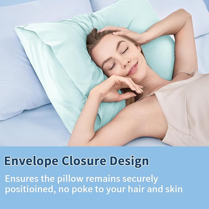 Premium Cooling Pillowcases Standard Size Set of 2 for Hot Sleeper & Night Sweats Beauty Sleep Reduces Wrinkles & Frizz Softer Than Silk Pillow Cover Oeko-TEX Certified Mint Green Breathable