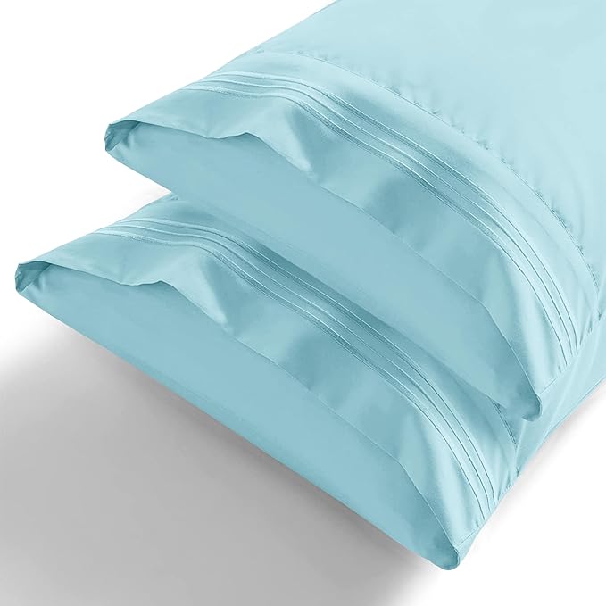 Elegant Comfort Premium Hotel Quality 2-Piece Pillowcase Set, Luxury & Softest 1500 Thread Count Egyptian Quality Bedding Pillowcases, Wrinkle and Fade Resistant, Aqua Blue, Standard/Queen