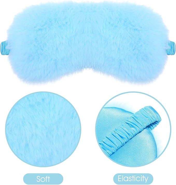 2 Pcs Plush Leopard Eye Mask Soft Sleeping Blindfold Eye Cover Comfortable Furry Faux Fur Sleeping Mask Satin Nap Night Eyeshade Cover for Women Men Gift (Green, Blue)