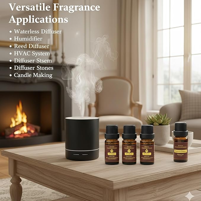 Hotel Diffuser Oil Essential Oils Set, Inspired by Luxury 5-Star Hotel, Baccarat Rouge, Dream On, Dubai, My Way, Santal, Fragrance Oil Set (10(ML), Santal)