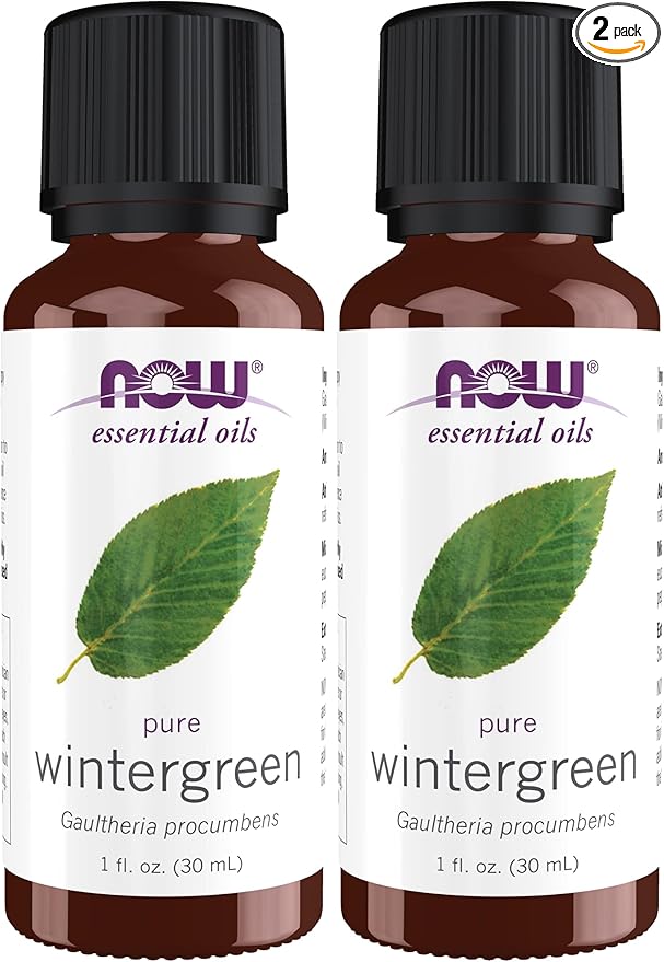 NOW Foods Essential Oils, Wintergreen Oil, Stimulating Aromatherapy Scent, Steam Distilled, 100% Pure, Vegan, Child Resistant Cap, 1-Ounce (Pack of 2)