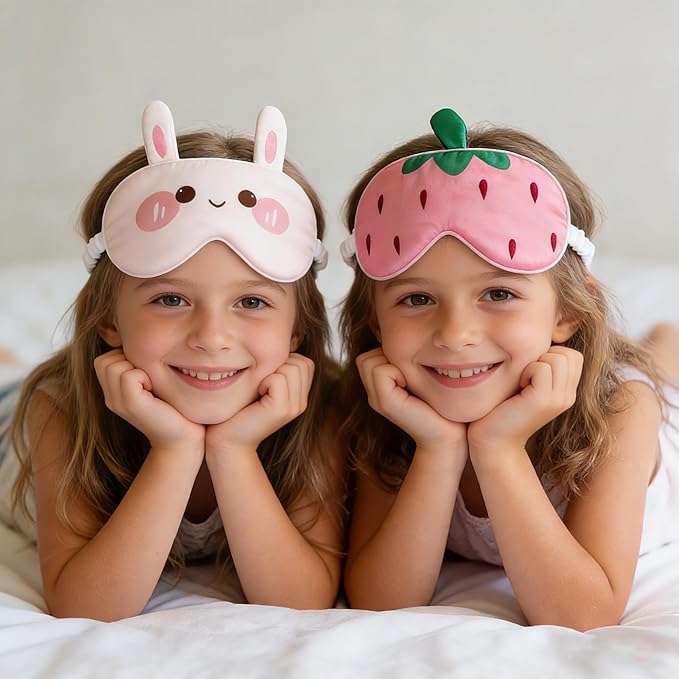 Orose Kids Silk Sleep Mask Cute Adjustable Original Design for Boys & Girls, Double-Sided Mulberry Silk, Cartoon Pattern, Toddler Eye Mask (Bird)