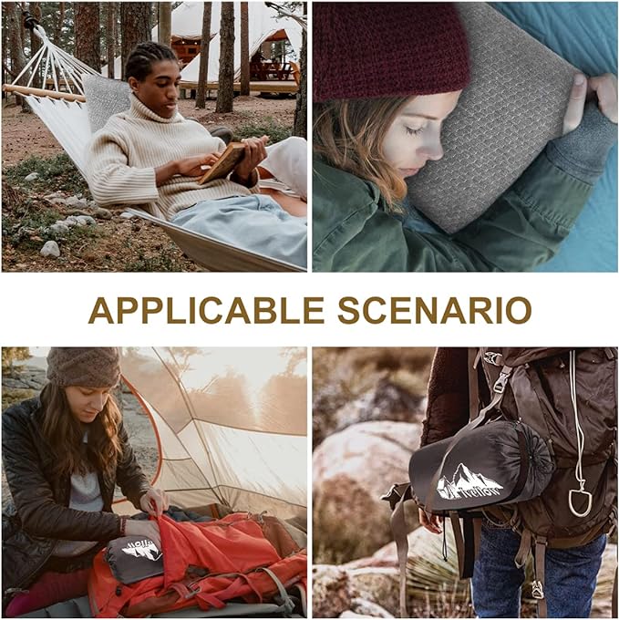 Ivellow Travel Pillow Camping Pillow for Sleeping Small Shredded Memory Foam Pillow Compressible Compact Medium Firm, Soft Breathable Cover,Supportive for Outdoor Car Backpacking Hiking Essential Gear